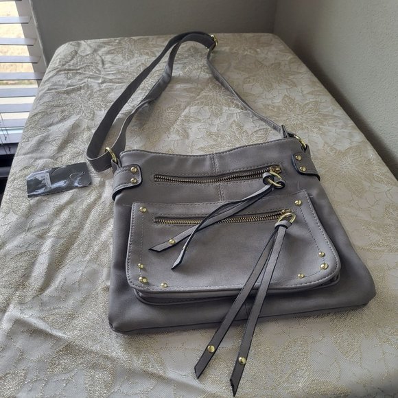Chateau Crossbody Zipper Purse Handbag, Gray, 9"x9" *NWT* - Picture 4 of 10